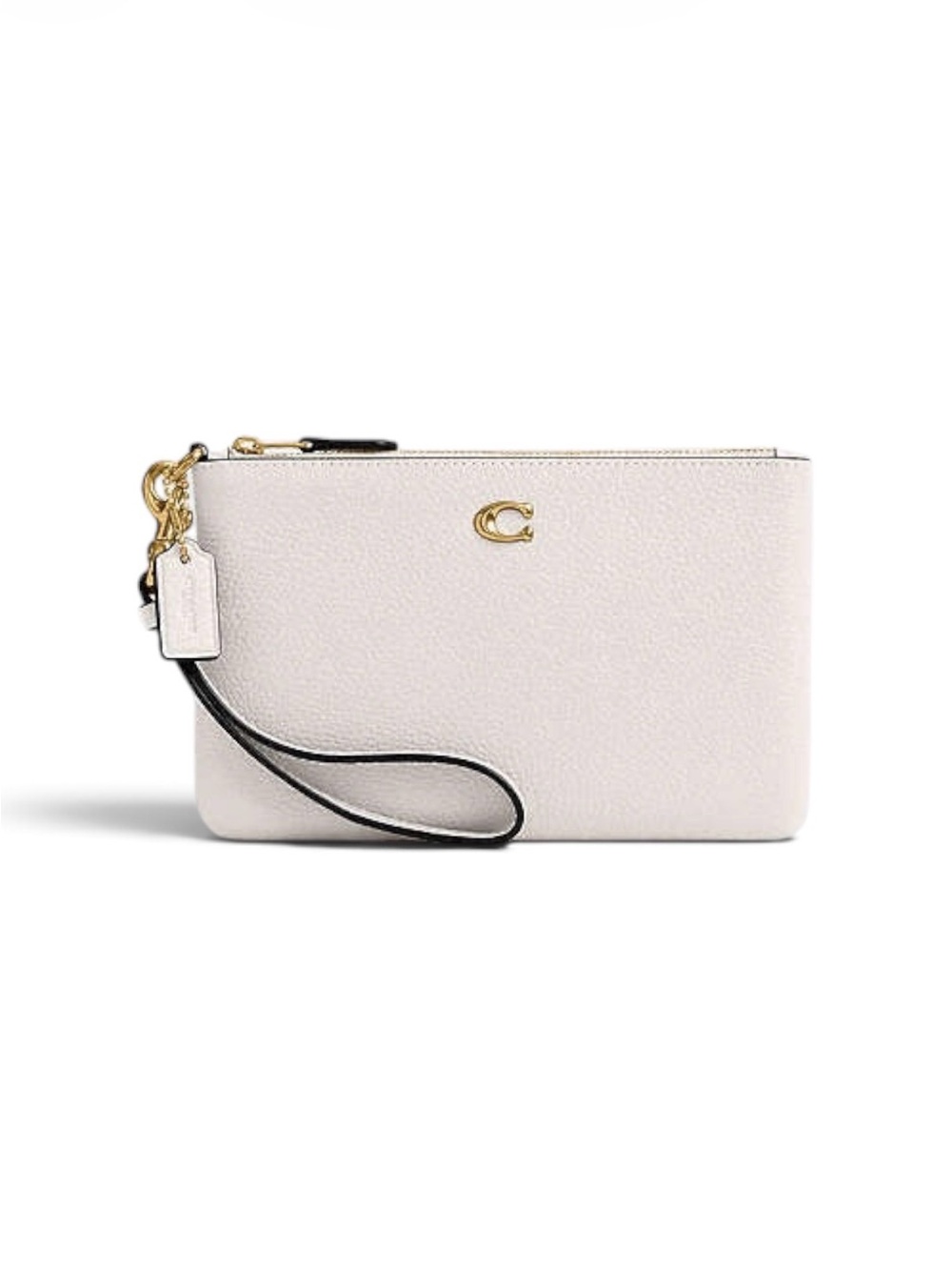 Coach Essential Small WristletChalk Polished Pebble Leather Gold C Logo CH818